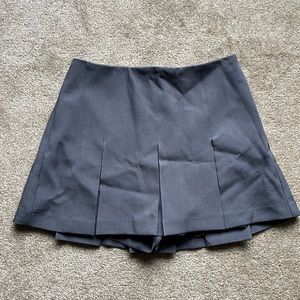 Gray Pleated Mini Skirt with Built-in Shorts